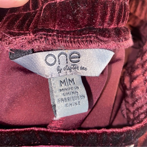 One by Chapter One Wine Colored Velvet Joggers With Pockets Size Medium - Picture 7 of 10